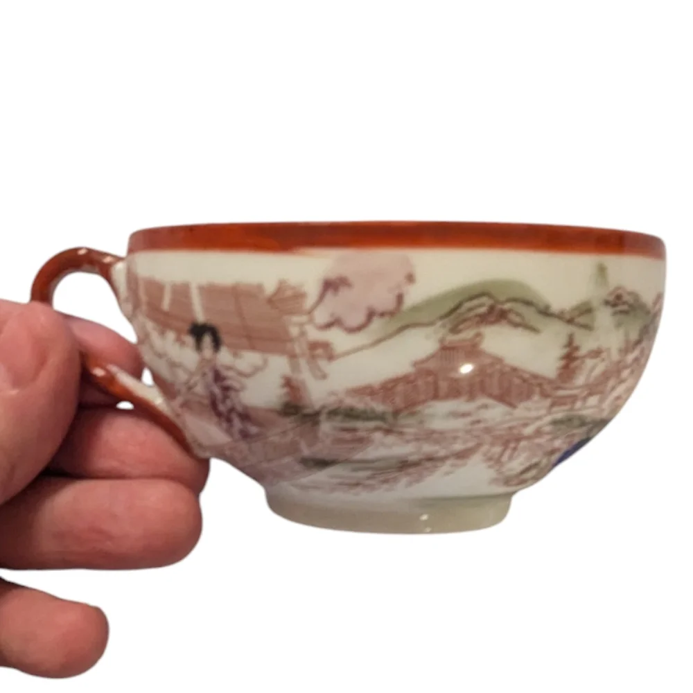 VTG King Paeying Geishas Japanese Garden Porcelain Teacup Saucer & Dessert Plate